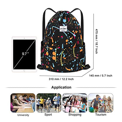 XEYOU Drawstring Backpack Bag Sport Gym Sackpack Beach Cinch Bag - color: Color Graffiti Pattern