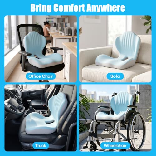 Ergonomic Seat Cushion for Office Chairs Lumbar Support Pillow, Blue - color: Blue