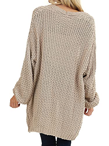 Maroway Womens Oversized Long Cardigan Open Front Knit Sweater - color: Khaki, size: XX-Large