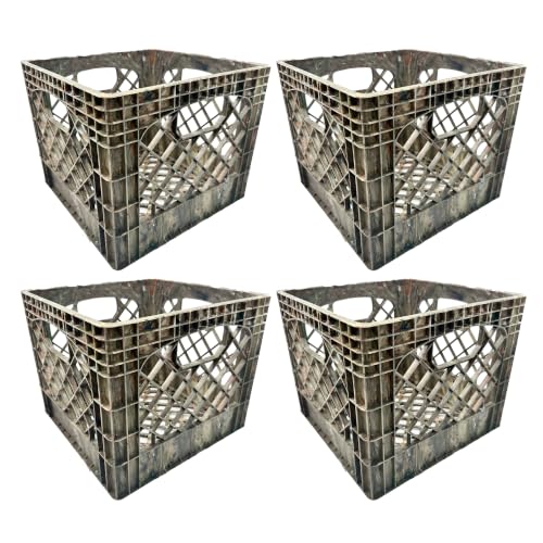 Milk Crate, Stackable Plastic Storage Bin, Camo, 16 Qt, 4-Pack - color: Camo, size: 4-Pack