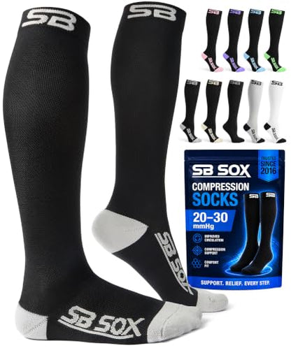 SB SOX Compression Socks for Men & Women (20-30mmHg) - color: Black/Gray, size: Small