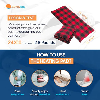SunnyBay Extra Large Microwavable Heating Pad, 10x24 inch, 2.8 lb, Buffalo - color: Unscented Buffalo