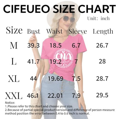 Nurse V Neck T Shirts for Women, Certified Nursing Assistant Tshirt - color: Rose Red, size: Medium