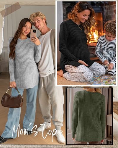 3 Pack Maternity Shirts Pregnancy Sweaters Tunic Tops - color: Army Green, Light Gray, Black, size: Small
