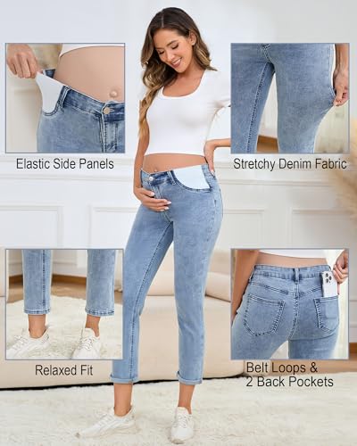 JIMYICLR Maternity Jeans for Women Comfy Stretch - color: Light Blue, size: 3X-Large