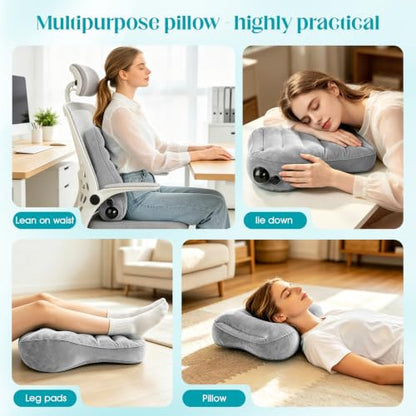 Portable Lumbar Pillow Inflatable Support Pillow - Inflatable Waist Cushion - color: Grey