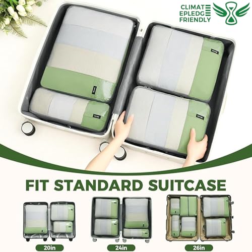 BAGAIL Lightweight Compression Packing Cubes for Travel, 6 Set,Matcha Green - color: Matcha Green