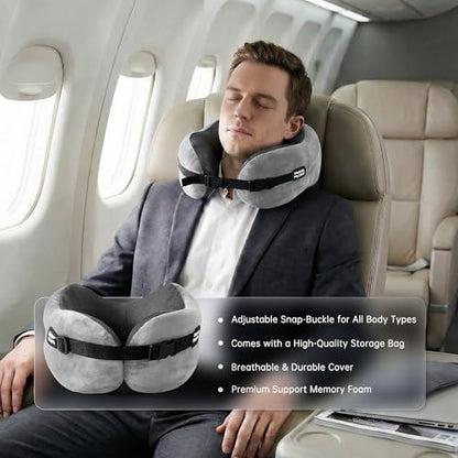 Neck Pillow Travel Pillow, Light Gray with Eye Mask - color: Light Gray, With Eye Mask