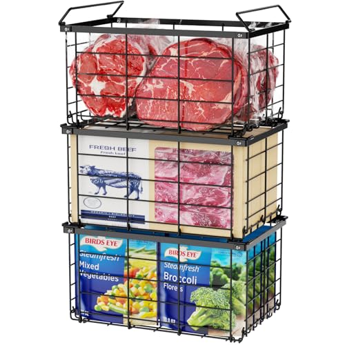 iSPECLE Chest Freezer Organizer - Large Baskets for 5 to 7 Cu.Ft, 3 Pack - color: 3-Pack Black