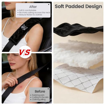 Amooca 2 Pack Seat Belt Covers Soft Shoulder Pad for Cars & Backpack - color: Black Cat
