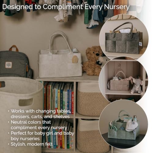 Parker Baby Co. Felt Diaper Caddy Organizer - Regular, White - color: White (Heathered White), size: Regular