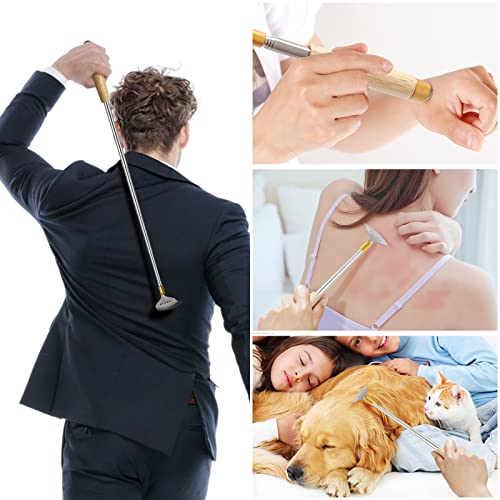 Telescoping Back Scratcher for Women Men with Massage Roller - color: Natural Wood-01