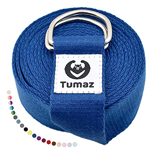 Tumaz Yoga Strap for Stretching with Adjustable D-Ring, 6/8/10 ft - color: 10. Classic Blue, size: 6 Feet