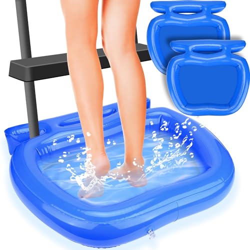 Hydream 2Pack Inflatable Pool Foot Bath Basin, Rectangular, Blue, Adult, Unisex-Kids, Foldable, Lightweight, Portable, Keeps Pool Clean, Time Saver