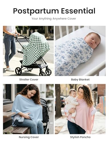 PATPAT Bamboo Viscose Nursing Cover, Breathable Poncho, Dusty Blue - color: Dusty Blue