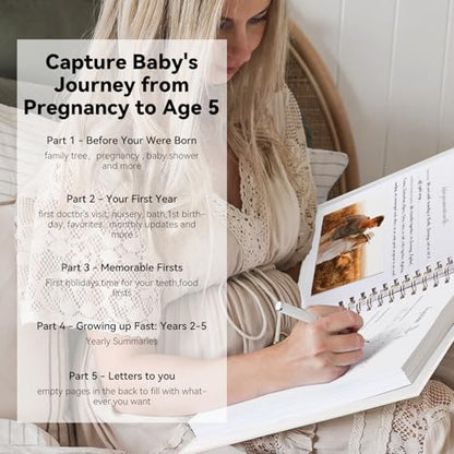 1DOT2 Timeless First 5 Years Keepsake Baby Memory Book for Boy or Girl - color: Beige