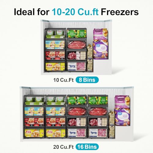 iSPECLE Freezer Organizer Bins - Adjustable Fits Chest Freezers 10-20 Cu Ft - style: 4 Pack Black