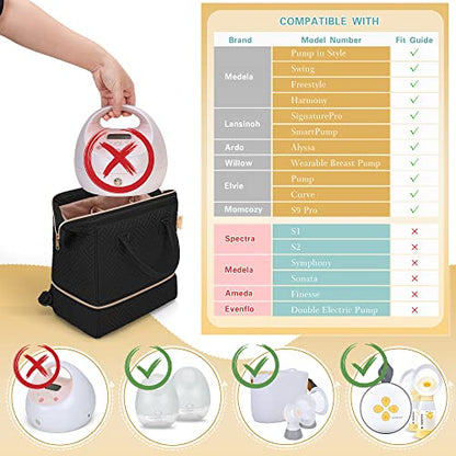 Fasrom Wearable Breast Pump Backpack with Cooler Compartment Bundle with Breast Pump Caddy Organizer Bag with Breastmilk Cooler