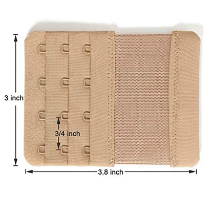 Women's Bra Extenders 4 Hook / 3 Hook / 5 Hook / 2 Hook Soft Comfortable Stretchy Bra Extension Strap - color: Beige, 3/4 Inch Spacing