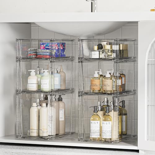 Vtopmart Clear Stackable Storage Drawers, 6 Pack Tall Organizer Set - style: 2 Large+2 Medium+2 Small