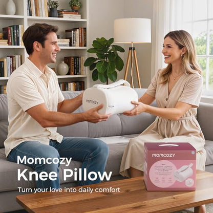 Momcozy Knee Pillow for Side Sleepers, Soft Memory Foam & Pinch-Free Design - color: Cream White
