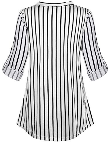 Joymom Maternity Rolled Long Sleeve Nursing Tops Tunic Blouses Breastfeeding - color: 2-1 Stripe, size: Small