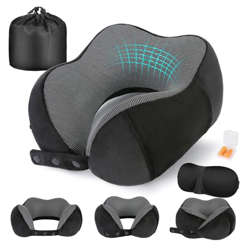 Cirorld Neck Pillow for Traveling, Travel Pillows for Airplanes Black - color: Black