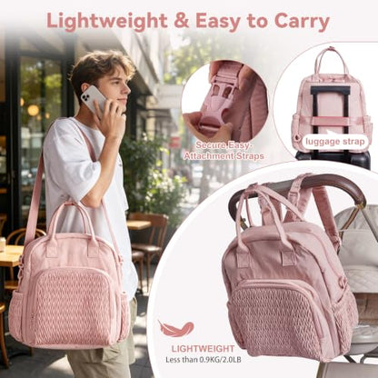 Waterproof Diaper Bag Backpack, Bag with Portable Diaper Pad, Pink - color: Pink