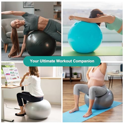 Yoga Ball, Exercise Ball Anti‑Slip Stability Pilates - color: Grey, size: 21.7"