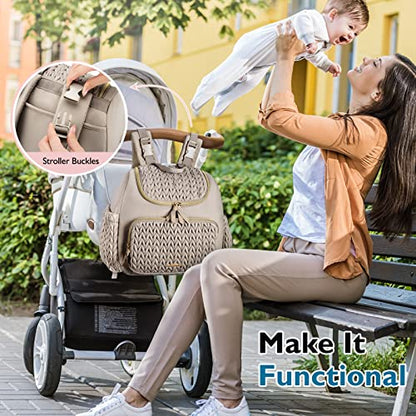 mommore Diaper Bag Backpack, Stylish Mini Baby Bag with Changing Pad - color: Coffee, size: Small