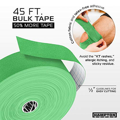 Hampton Adams Kinesiology Tape, Uncut Roll, Waterproof Muscle Support - color: Green, size: 2in x 135ft (1 Roll)