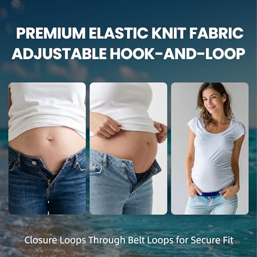 Women's Maternity Belly Band — Adjustable Waistband Extender for Jeans | Stretchy Extender with Hook-and-Loop - color: Brown