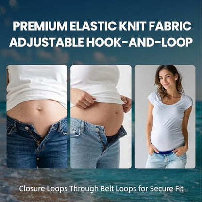 Women's Maternity Belly Band — Adjustable Waistband Extender for Jeans | Stretchy Extender with Hook-and-Loop - color: Brown