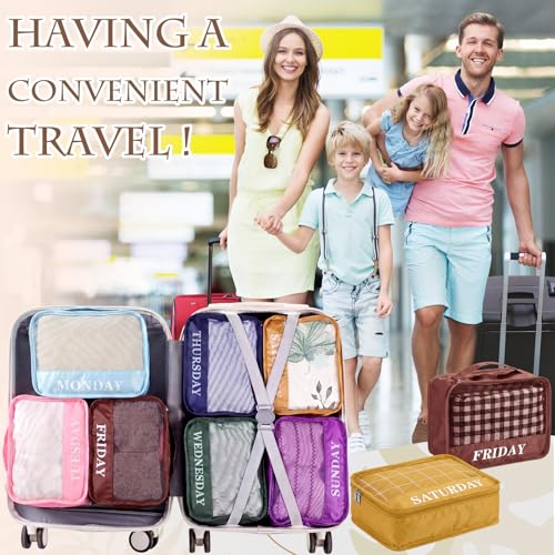 15 Pcs Day of Week Packing Cubes Travel Kids, 9x7x3inch, Boho - color: Boho, size: 9x7x3inch