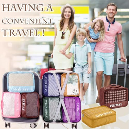15 Pcs Day of Week Packing Cubes Travel Kids, 9x7x3inch, Boho - color: Boho, size: 9x7x3inch