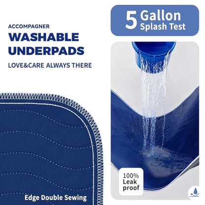 Accompagner Incontinence Bed Pads Washable Waterproof Underpads 24"x24" 4pc - color: Navy, size: 24"x24" (4 Pack)