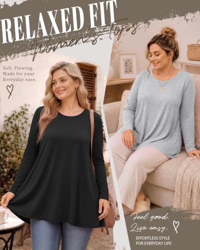 Evervibe 3 Pack Womens Plus Size Tunic Tops - color: Black, Army Green, Light Gray, size: 3X-Large