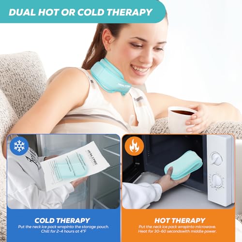 Neck Ice Pack Wrap, Reusable Cold/Hot Gel for Neck Pain, Icebluex2 - color: Iceblue+iceblue