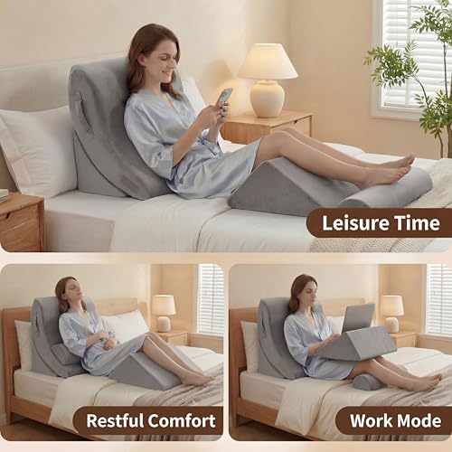 Axelrod 4PCS Orthopedic Bed Wedge Set — 21.8" Wide Foam Wedges, Grey - color: Grey-4pcs, size: 4 Pieces