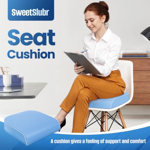 SweetSlubr Seat Cushion, Chair Pad, Memory Foam Tailbone Pain Relief - color: Lightblue, size: Large