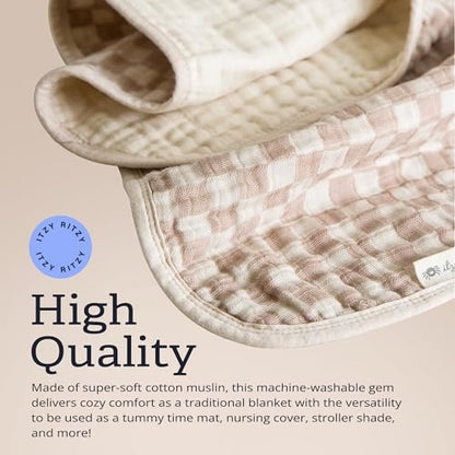 Itzy Ritzy Baby Blanket, Soft Cotton Muslin Multi-Use Blanket, Checkerboard - color: Checkerboard