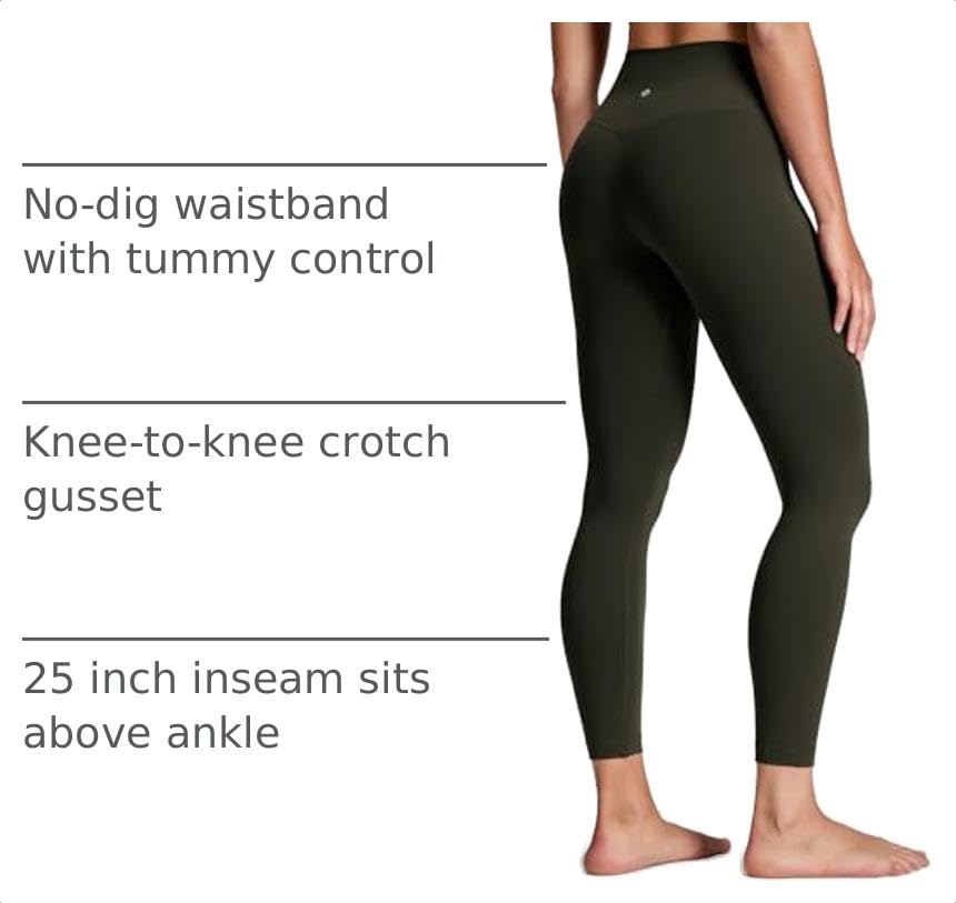 HeyNuts Yoga Pro Leggings 25" - color: Dark Olive, size: Medium