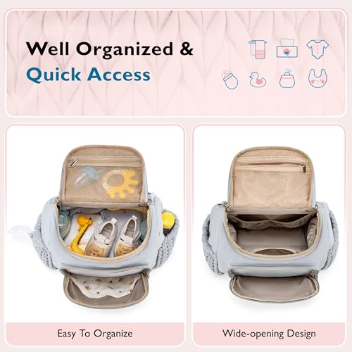 mommore Diaper Bag Backpack, Stylish Mini Baby Bag with Changing Pad - color: Light Blue, size: Small