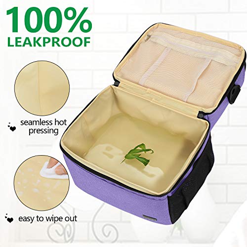 Teamoy Double Layer Breast Pump Tote Bag with Cooler Compartment, Purple - color: Purple