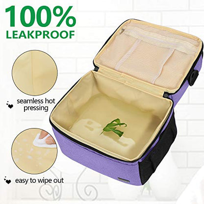 Teamoy Double Layer Breast Pump Tote Bag with Cooler Compartment, Purple - color: Purple
