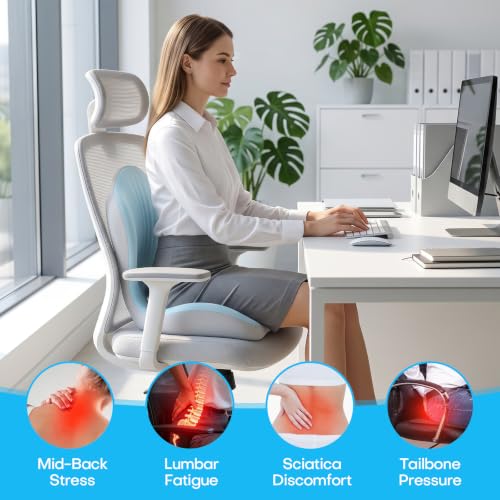 Ergonomic Seat Cushion for Office Chairs Lumbar Support Pillow, Blue - color: Blue