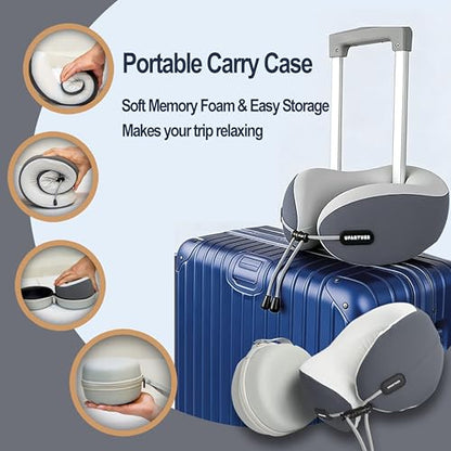 Travel Neck Pillow, Memory Foam Airplane Pillow for Long Flights - color: Grey