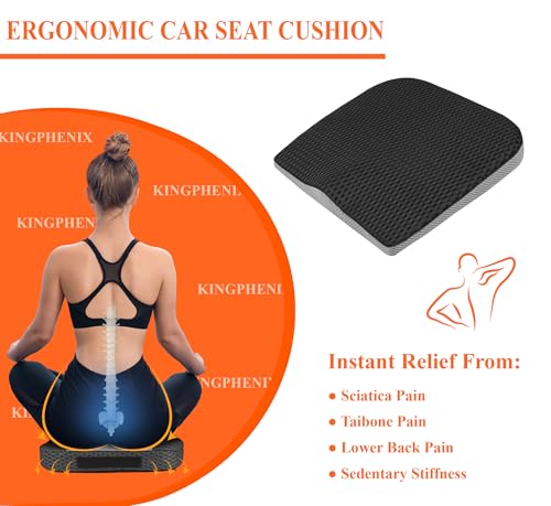 kingphenix Memory Foam Car Seat Cushion for Driving Comfort and Office Use - color: 4d Mesh Classic Black
