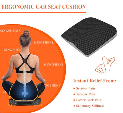 kingphenix Memory Foam Car Seat Cushion for Driving Comfort and Office Use - color: 4d Mesh Classic Black