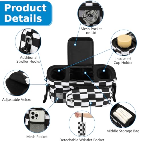 Accmor Universal Stroller Organizer with Insulated Cup Holder - color: Checkerboard